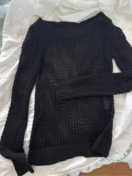 Lovers + Friends Sweaters - Lovers and Friends Black Open-Knit Women's Sweater - Classic Off-Shoulder Style